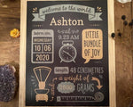 Birth Announcement Baby Boy Stats Board