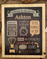 Birth Announcement Baby Boy Stats Board