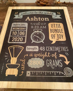 Birth Announcement Baby Boy Stats Board