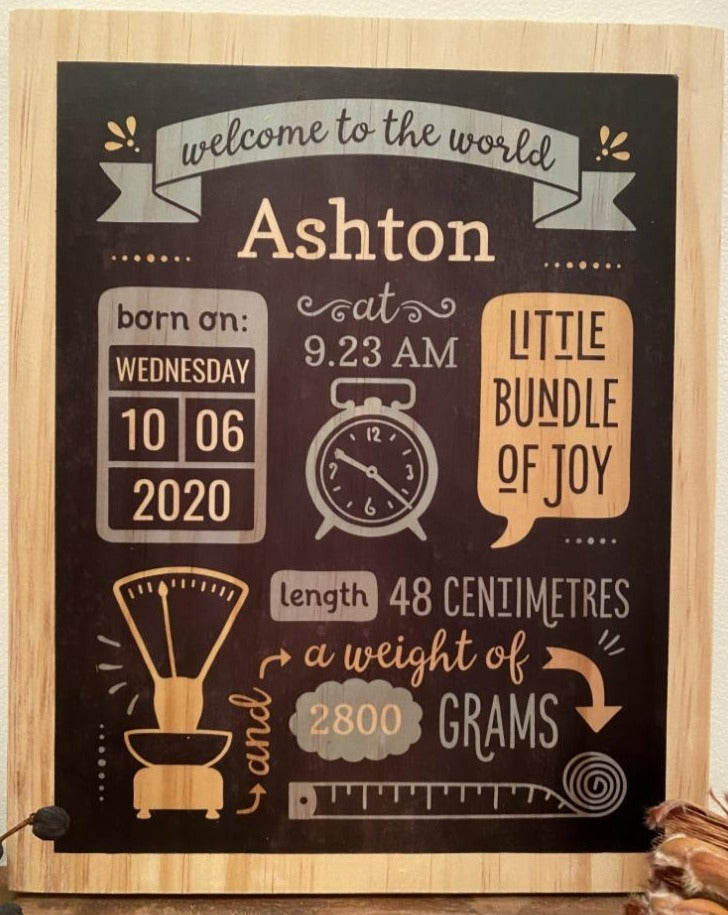 Birth Announcement Baby Boy Stats Board