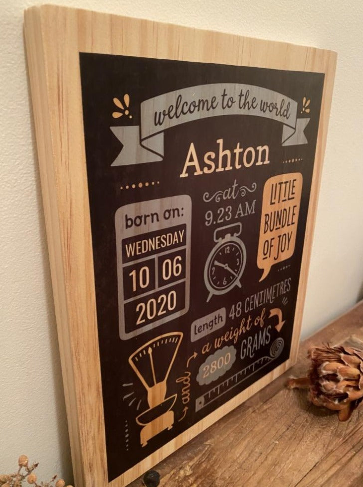 Birth Announcement Baby Boy Stats Board