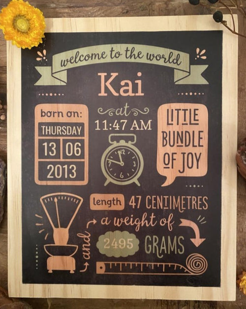 Birth Announcement Baby Girl Stats Board