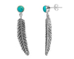 Feather & Stone Stud Earrings