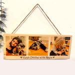 3 Photo Wood Block Display with Personalised Message