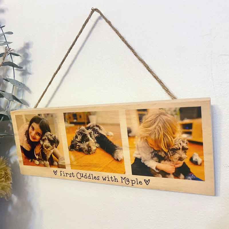 3 Photo Wood Block Display with Personalised Message