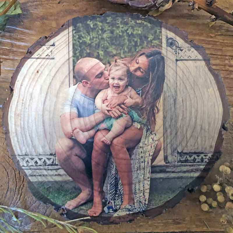 Family Custom Photo Gift on Pine Wood Slice