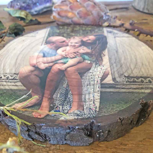 Family Custom Photo Gift on Pine Wood Slice