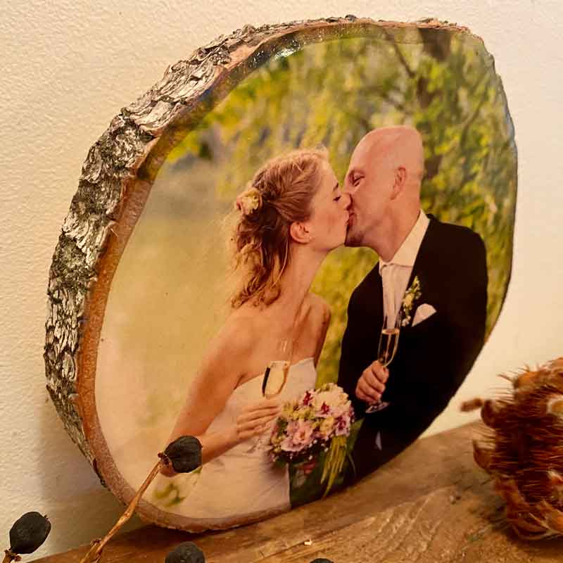 Wedding Gift - Personalised Wood Slice Silver Birch