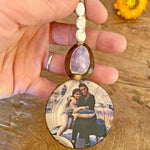 Car Mirror Photo Charm with Shell