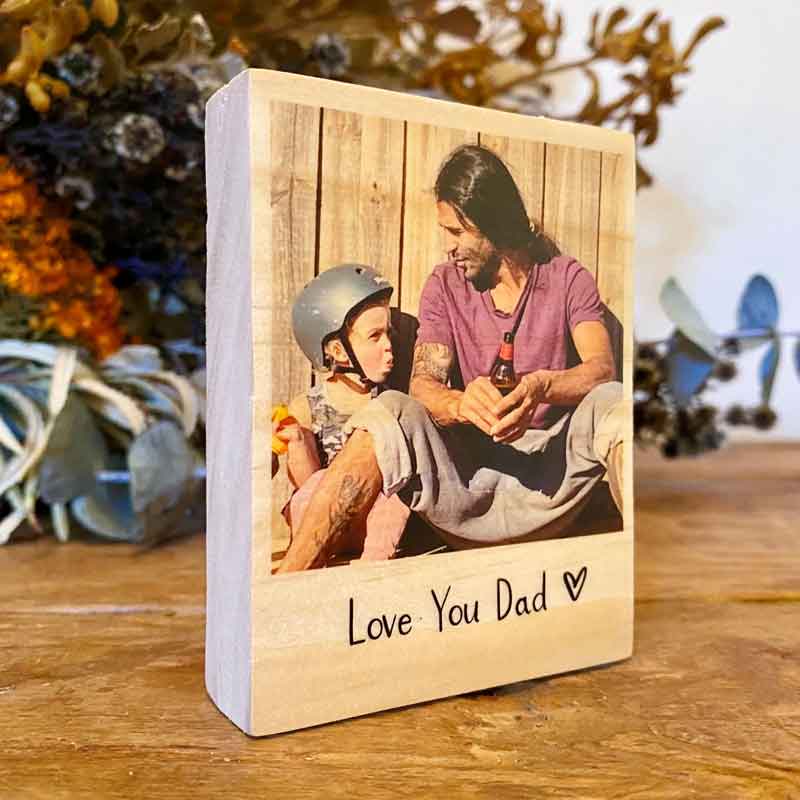 Family Portrait Photo Block with Personalised Message